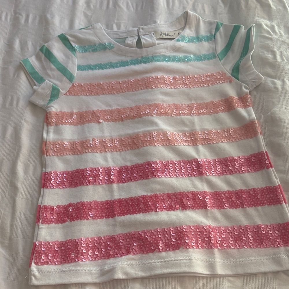 BNWOT PINC Colorful Striped Sequin Kids Top SIZE 4